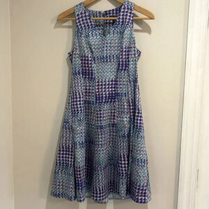 Maggy London Sleeveless Lined Geometric Retro Fit & Flare Dress Petite 0 NWT